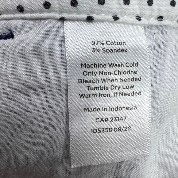 Talbots Perfect Short 10.5” Navy White Gingham Check Chino Shorts Size 14 - Picture 8 of 10